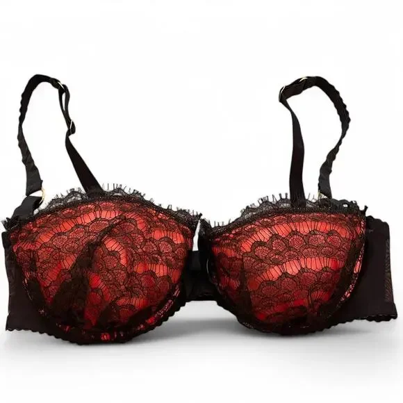 Agent Provocateur Brand New Black Red Lingerie Micro Skirt Garter Belt Bra Set